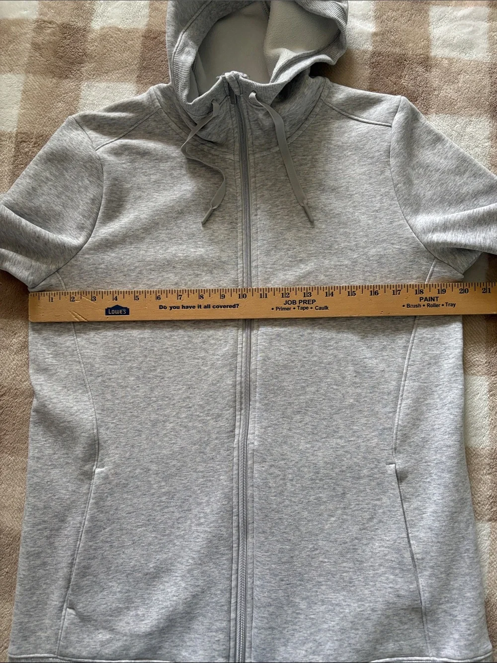 All In Motion Long Length Light Gray Hooded Zip-Up Sweatshirt EUC M